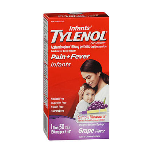 Tylenol, Infants' Pain Plus Fever Acetaminophen Oral Suspension Grape, 160 Mg, 1 Oz