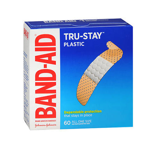 Band-Aid, Tru-Stay Plastic Adhesive Bandages, 60 Count