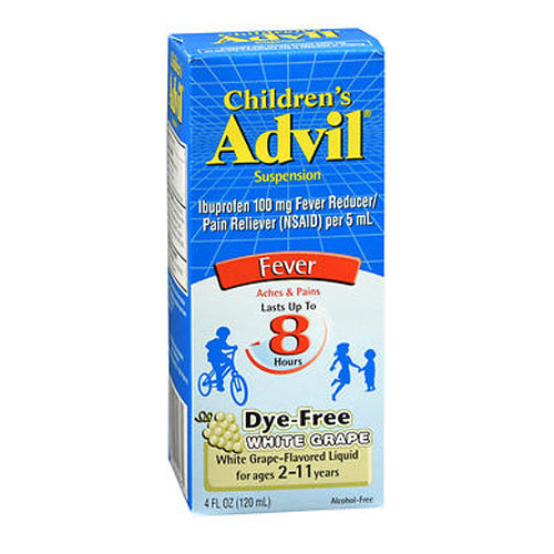 Advil, Children'S Ibuprofen Fever Reducer Pain Reliever Liquid Dye-Free White Grape, 100 Mg, 4 Oz
