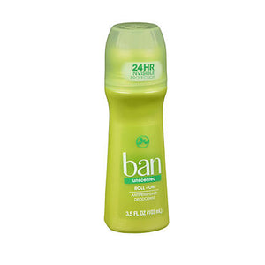 Ban, Antiperspirant Deodorant Invisible Roll-On Unscented, 3.5 Oz