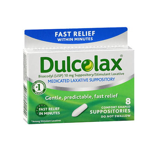 Dulcolax, Bisacodyl Medicated Laxative Suppositories, 10 Mg, 8 Count