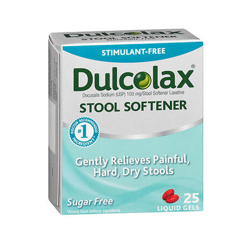 Dulcolax, Docusate Sodium Stool Softener Laxative Liquid Gels, 100 Mg, 25 Count