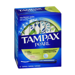 Tampax, Pearl Tampons With Plastic Applicators Super Absorbency Fresh Scent, 18 Count