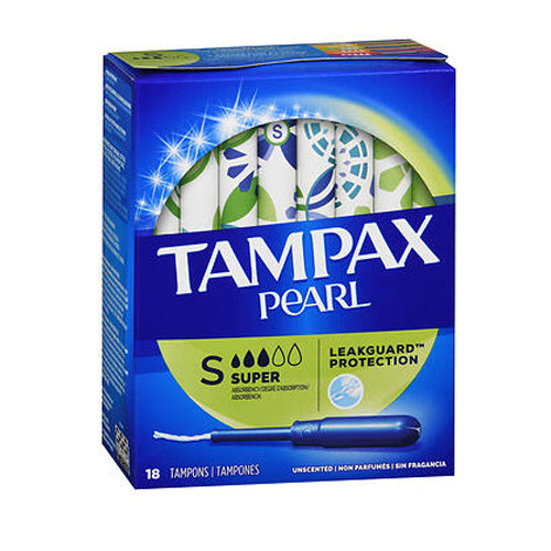 Tampax, Pearl Tampons Super Absorbency Unscented, 18 Count