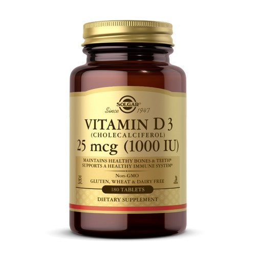 Solgar, Vitamin D3 (Cholecalciferol), 1000 IU, 180 Tabs