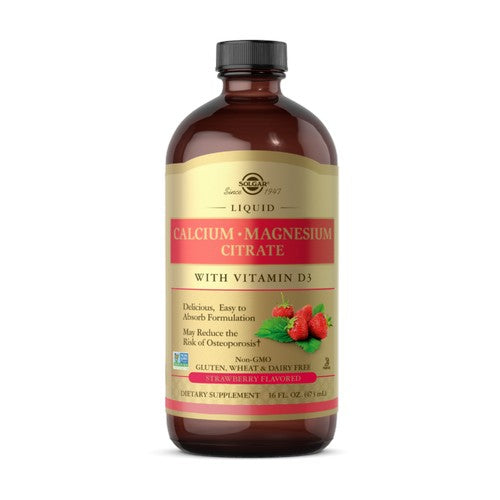 Solgar, Liquid Calcium Magnesium Citrate with Vitamin D3, Natural Strawberry Flavor 16 oz