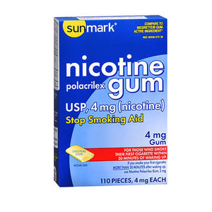 Sunmark, Sunmark Nicotine Polacrilex Gum, 4 mg, Count of 110
