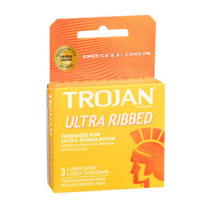 Trojan Condoms Ultra Ribbed Lubricated Latex 3 each by Trojan