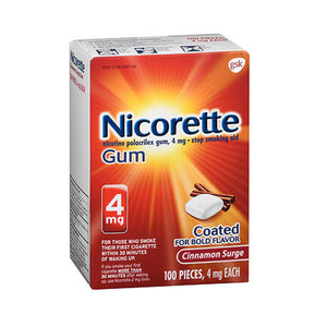 Nicorette, Nicorette Nicotine Polacrilex Gum, 4 mg, Cinnamon Surge 100 each