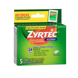 Zyrtec, Zyrtec 24 Hour Allergy Relief, 10 mg, Count of 5 (Tablets)