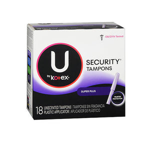 U By Kotex, Kotex Security Tampons With Plastic Applicators Unscented Super Plus Absorbency, 18 each