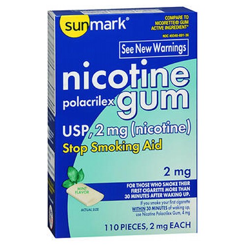 Sunmark, Sunmark Nicotine Polacrilex Gum, 2 mg, Count of 110