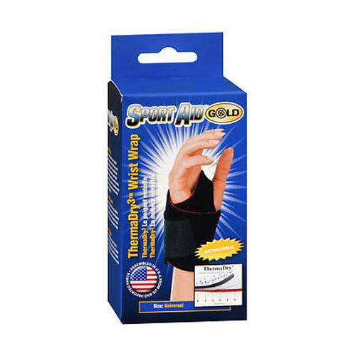 Sport Aid, Sport Aid Gold ThermaDry3 Wrist Wrap Black Universal, UNIV 1 each