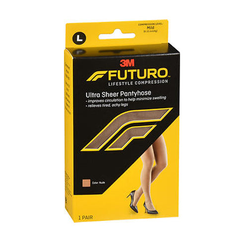 3M, Futuro Energizing Ultra Sheer Pantyhose For Women French Cut Lace Panty Mild Nude, Large each