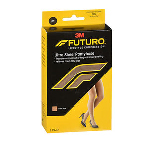3M, Futuro Energizing Ultra Sheer Pantyhose For Women French Cut Lace Panty Mild Nude, Medium each