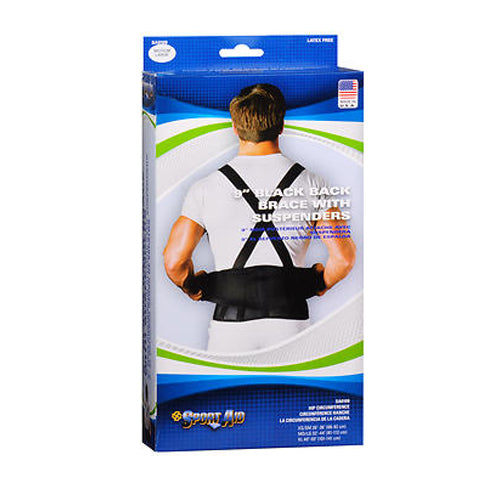Sport Aid, Sportaid Back Belt With Suspenders, Black Medium Large 1 each