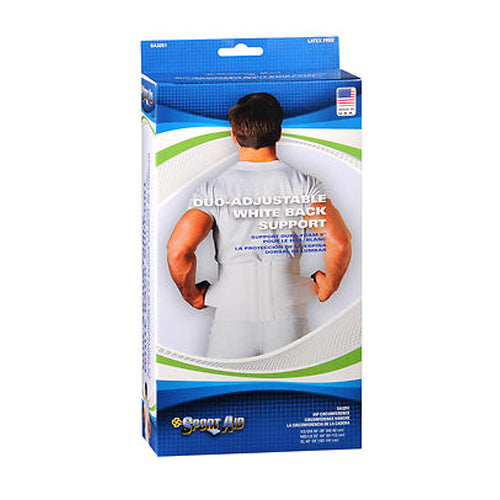 Sport Aid, Sport Aid Duo-Adjustable White Back Support, 9'' Medium Large 1 each