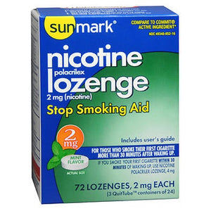 Sunmark, Sunmark Nicotine Polocrilex Lozenge, 2 mg, Count of 72