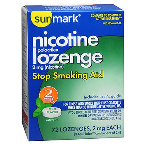 Sunmark, Sunmark Nicotine Polocrilex Lozenge, 2 mg, Count of 72