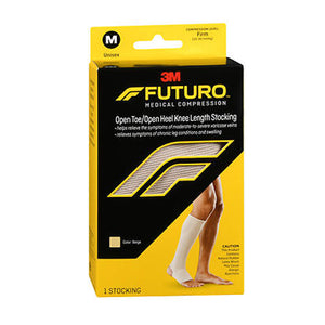 3M, Futuro Therapeutic Open Toe/Heel Knee Length Stocking Beige Firm For Men Women, Medium each