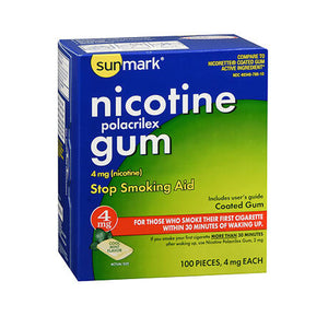 Sunmark, Sunmark Nicotine Polacrilex Gum, 4 mg, Cool Mint 100 each