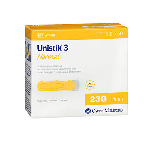 Owen Mumford, Unistik 3 Normal Safety Lancets, 23G, 50 each