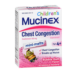 Mucinex, Mucinex Childrens Chest Congestion Mini-Melts Packets, Bubble Gum 12 each