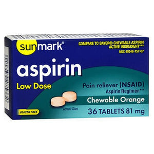 Sunmark, Sunmark Aspirin Adult Low Dose Chewable, 81 mg, Count of 36