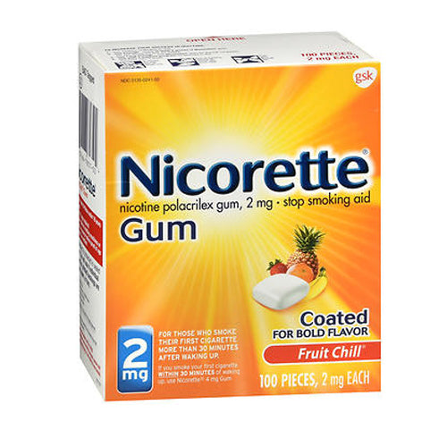 Abreva, Nicorette Nicotine Polacrilex Gum, 2 mg, Fruit Chill 100 each