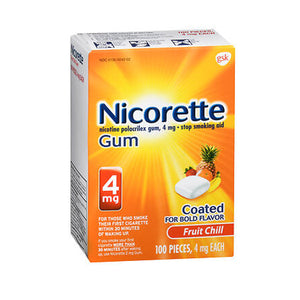 Abreva, Nicorette Nicotine Polacrilex Gum, 4 mg, Fruit Chill 100 each