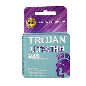 Trojan Sensitivity Ultra Thin Lubricated Premium Latex Condoms 3 each by Trojan