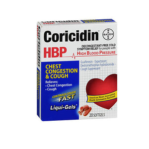 Coricidin Hbp, Coricidin Hbp Chest Congestion And Cough Non-Drowsy Liqui-Gels, Count of 1