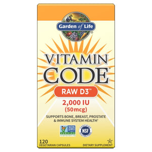 Garden of Life, Vitamin code, 2000, Raw D3 120 vcaps
