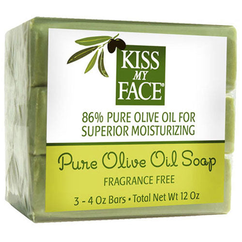 Kiss My Face, Pure Olive Oil Bar Soap, Fragrance Free, 3- 4 Oz bars