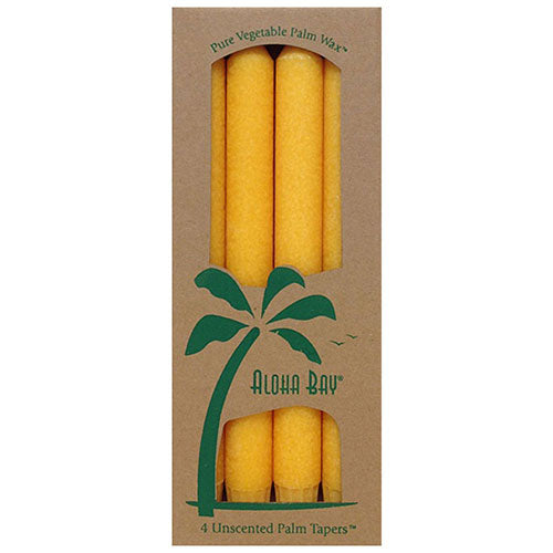 Aloha Bay, Palm 9 inch Tapers Unscented Candles, Honey Gold 4 CT