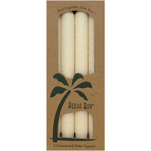 Aloha Bay, Palm 9 inch Tapers Unscented Candles, Ivory 4 CT