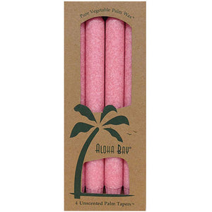 Aloha Bay, Palm 9 inch Tapers Unscented Candles, Rose 4 CT