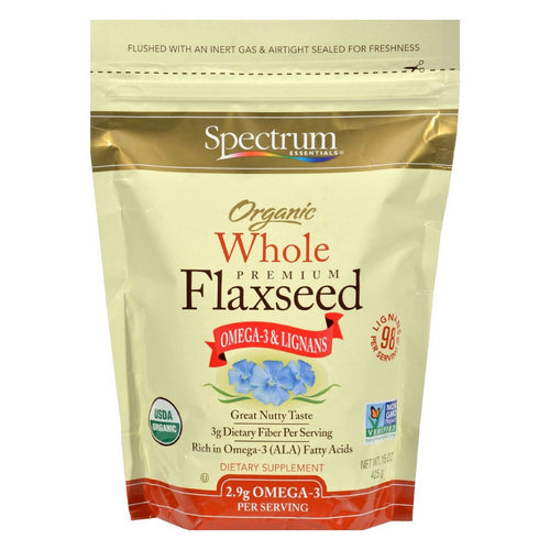 Spectrum Oils, Organic Whole Premium Flaxseed, 15 Oz