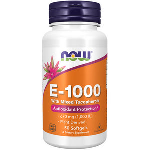 Now Foods, E-1000 - 100% Natural Mixed Tocopherols, 50 SOFTGELS