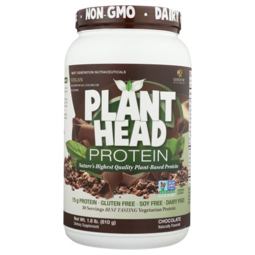 Plant Head Protein Powder Chocolate 1.8 LBS by Genceutic Naturals