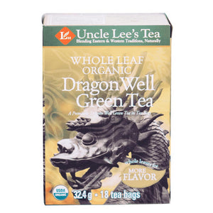 Uncle Lees Teas, Organic Whole Leaf Dragon Well Green Tea, 18 Bags