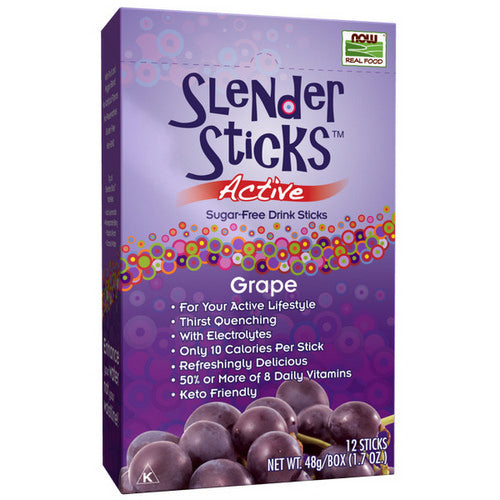 Now Foods, Slender Sticks Active, Grape 12 sticks