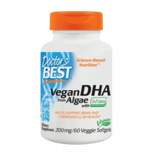 Doctors Best, Vegan DHA, 200 mg, 60 Veggie Soft Gels