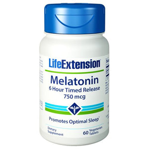 Life Extension, Melatonin 6 Hour Timed Release, 750 mcg, 60 vegetarian tablets