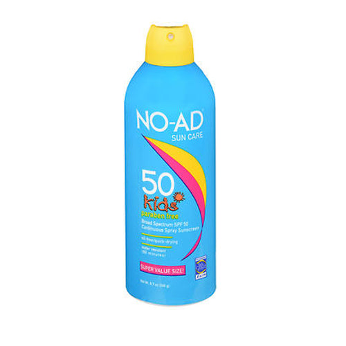 No-Ad, NO-AD Kids Continuous Spray Sunscreen SPF 50, 10 oz