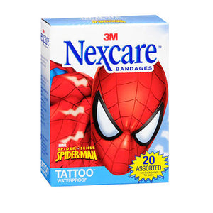 Nexcare, Nexcare Tattoo Waterproof Bandages Spider-Man Assorted Sizes, 20 Each