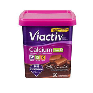 Viactiv, Viactiv Calcium Plus Vitamin D Soft Chews, Milk Chocolate 60 Each