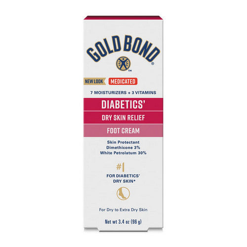 Gold Bond, Medicated Diabetics' Dry Skin Relief Foot Cream, Fragrance Free 3.4 oz