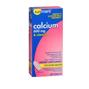 Sunmark, Sunmark Calcium With Vitamin D Tablets, 600 mg, 60 Tabs