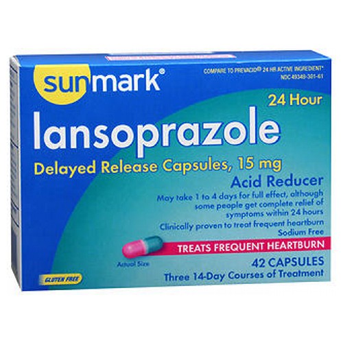 Sunmark, Sunmark Lansoprazole 24 Hour Acid Reducer Capsules, 15 mg, Count of 1